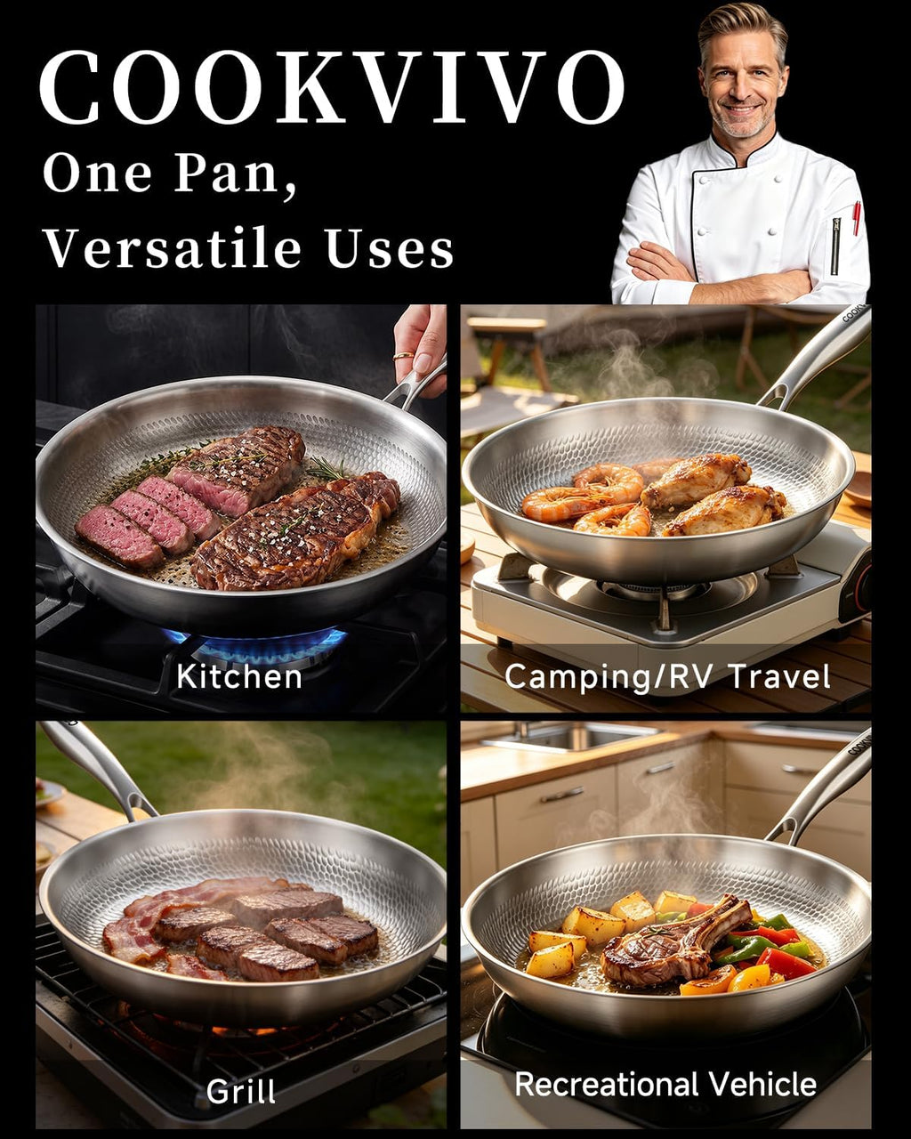 Titanium Pans for Cooking,12 Inch Frying Pan,Nonstick Pan Skillet