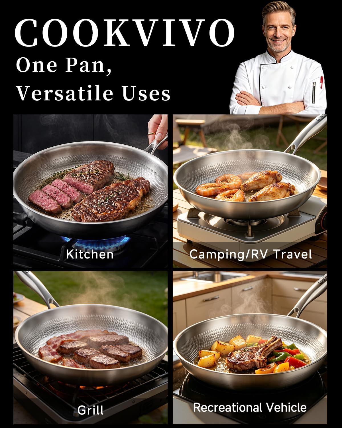 Titanium Pans for Cooking,12 Inch Frying Pan,Nonstick Pan Skillet