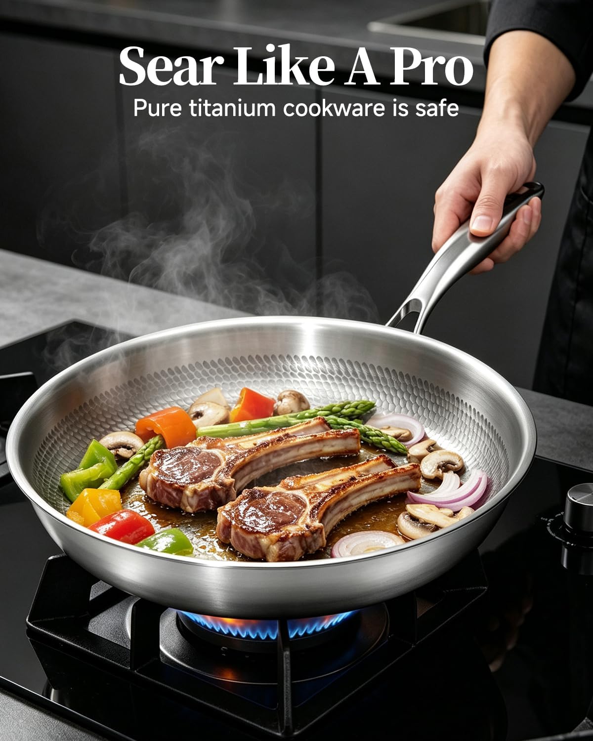 Titanium Pans for Cooking,12 Inch Frying Pan,Nonstick Pan Skillet