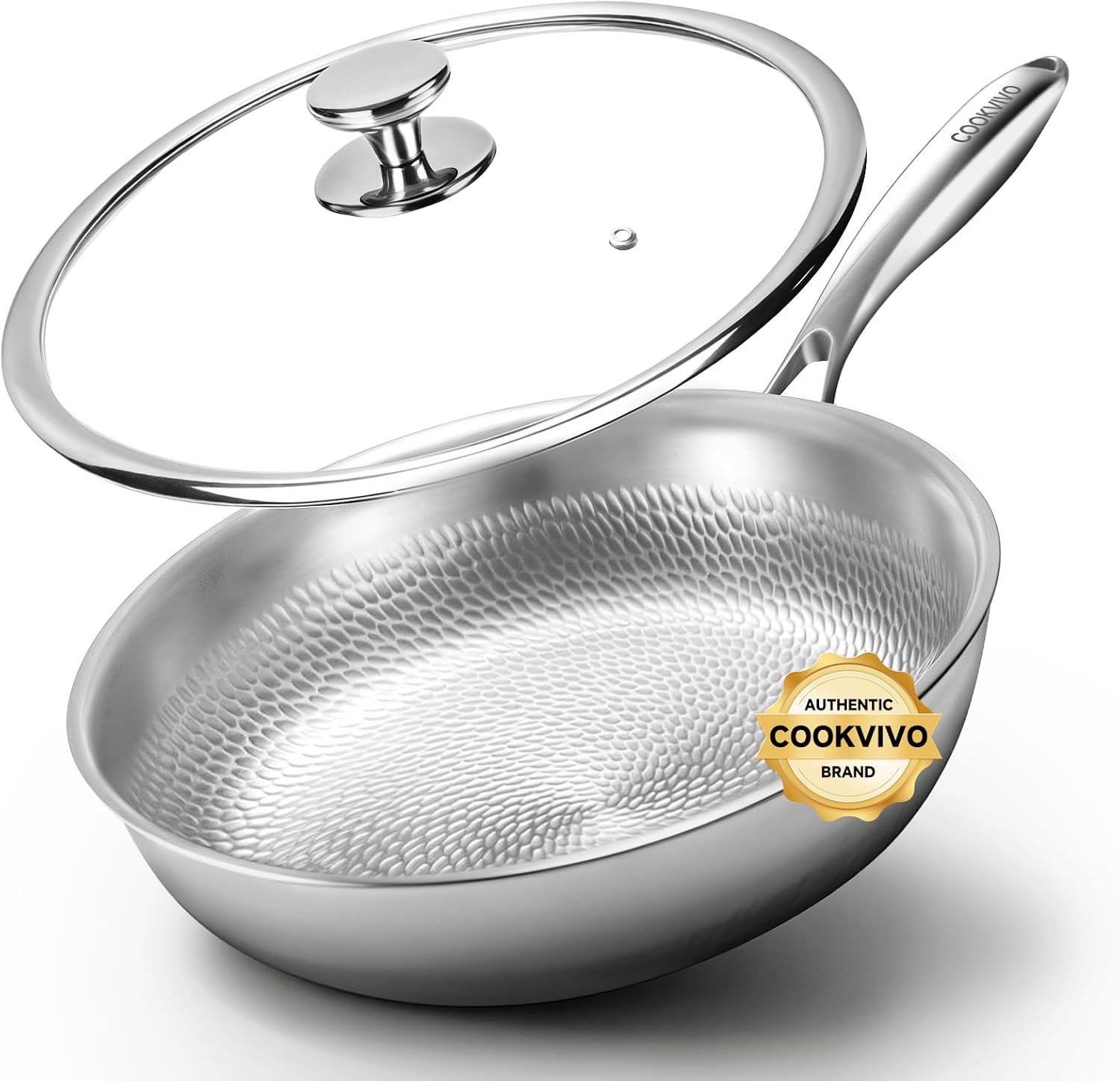 Pure Titanium Pans for Cooking,8" Frying Pan with Lid,Nonstick