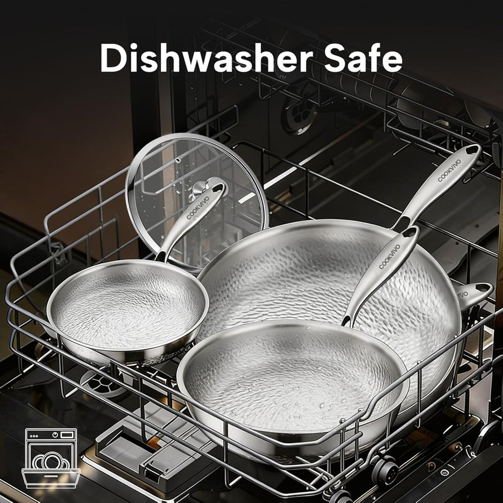 8 Inch Pure Titanium Frying Pans with Lid for Cooking NonToxic