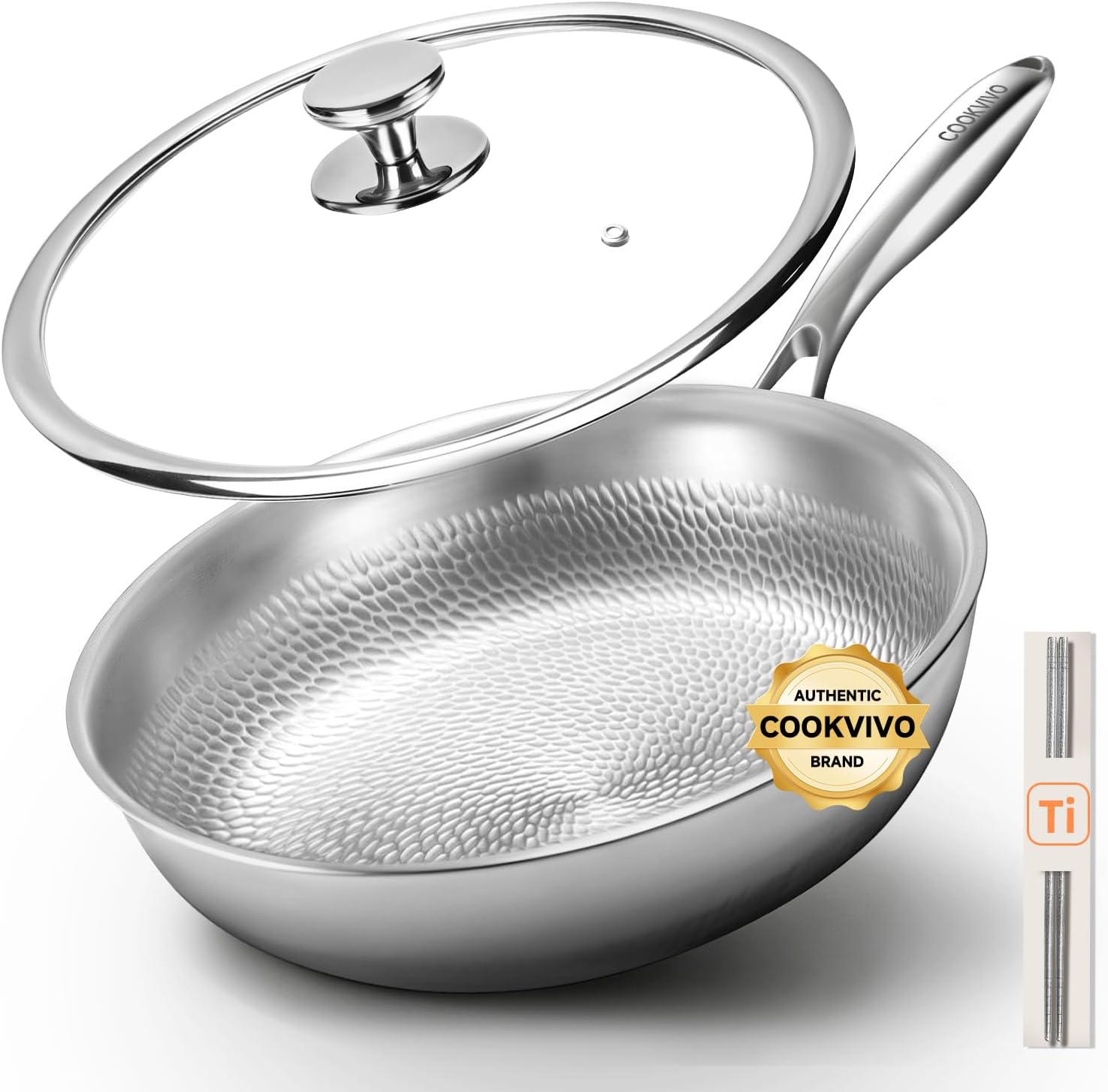 Titanium Pans for Cooking,8"+10"+12" Titanium Cookware Set