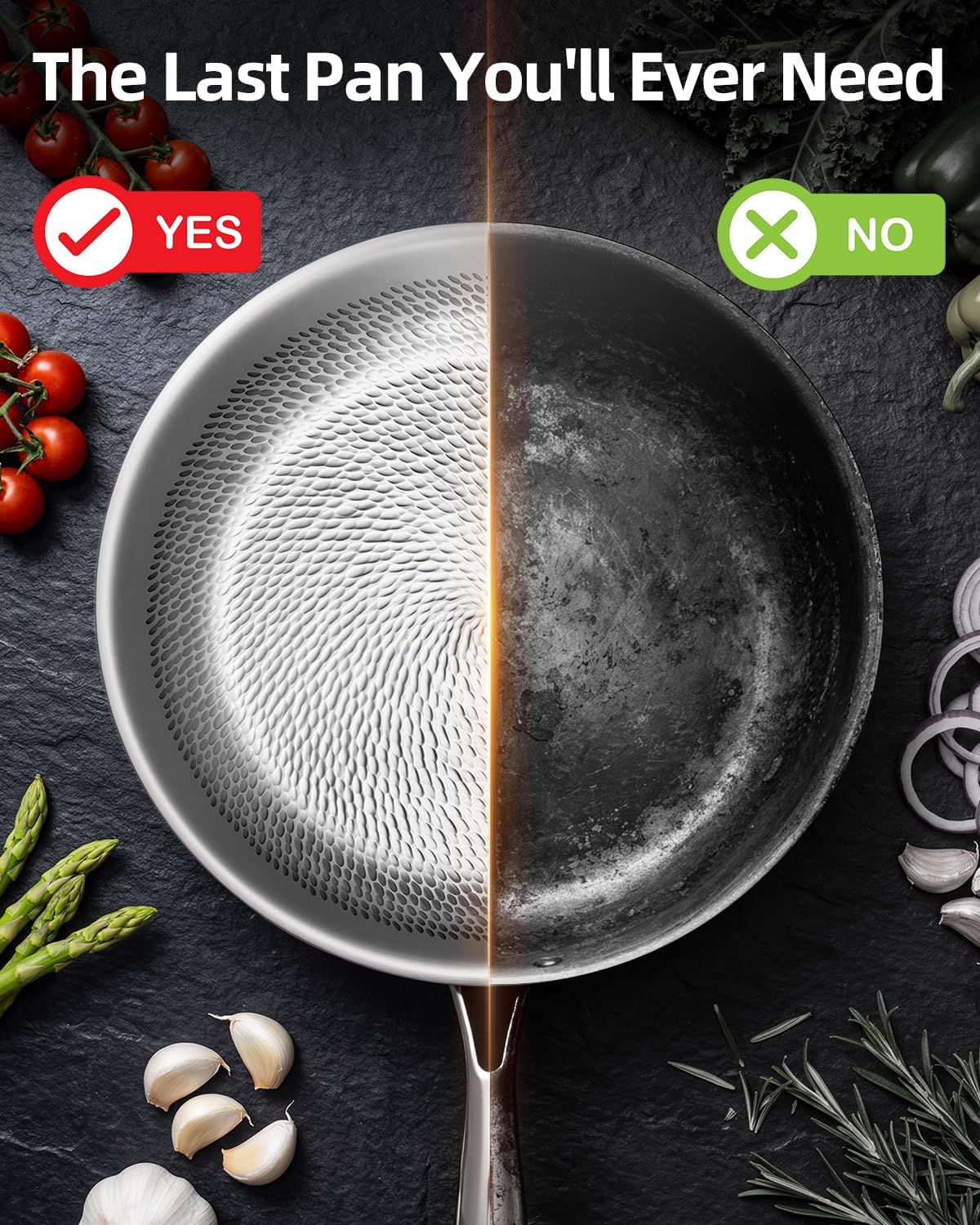 Titanium Pans for Cooking,12 Inch Frying Pan,Nonstick Pan Skillet
